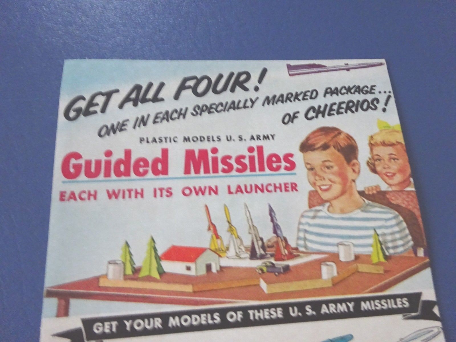 1958 Cheerios Cereal Back Panel With Guided Missile & Launcher, Mailer