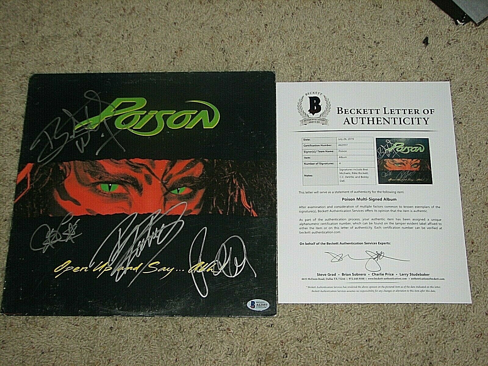 Bret Michaels signed Poison Open Up and Say. Ahh! album vinyl Beckett COA autograph Star Bret Michaels signed Poison Open Up and Say. Ahh! album vinyl Beckett COA autograph Star
