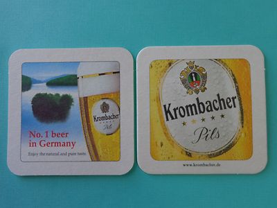 Beer Pub Coaster ~ KROMBACHER Pils ~ Enjoy the Natural & Pure Taste ~ #1 GERMANY