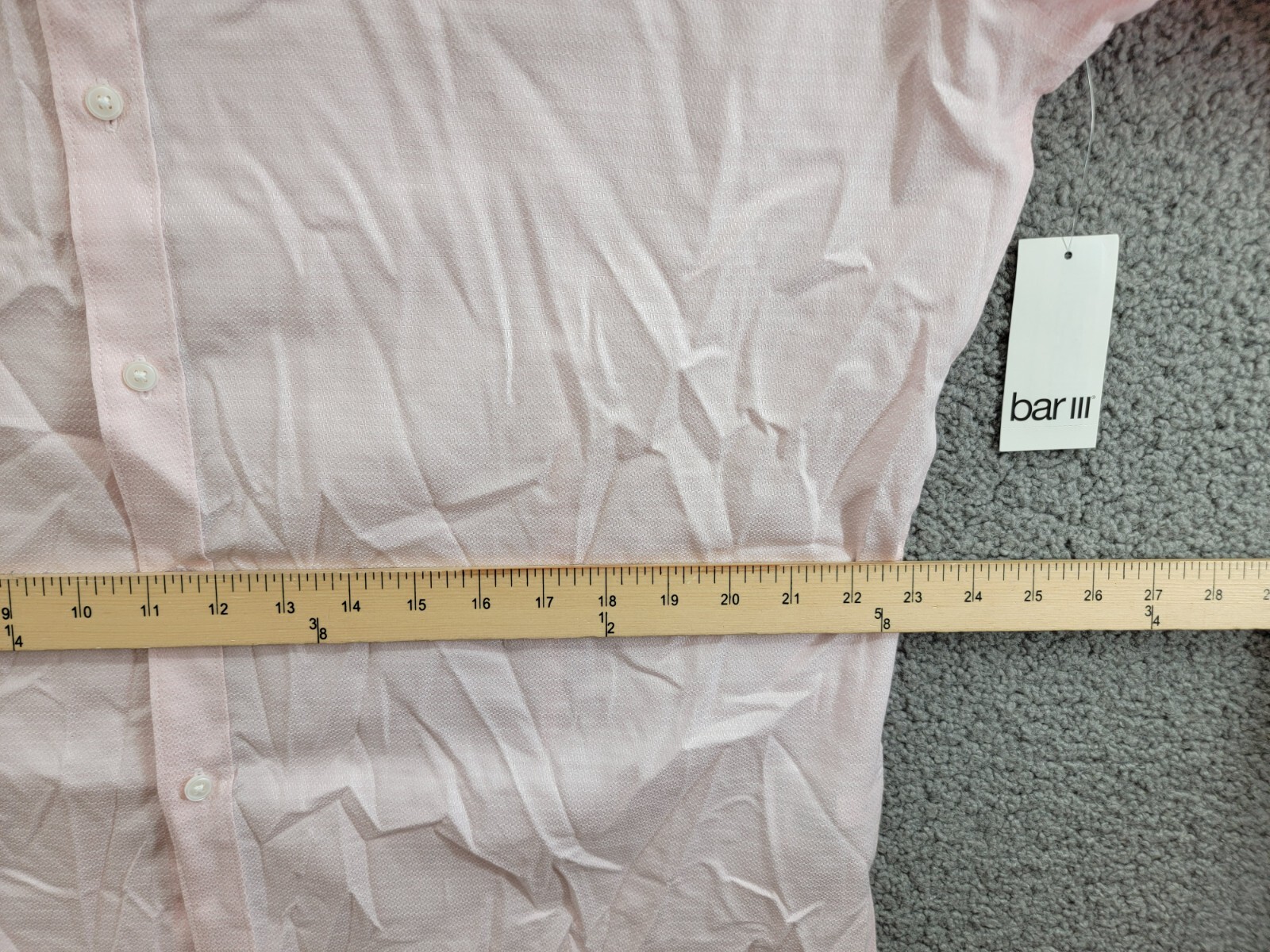Bar III Slim-Fit Stretch Diamond Dobby Dress Shirt Men's XL 17-17.5 Pink L/S - Picture 7 of 19