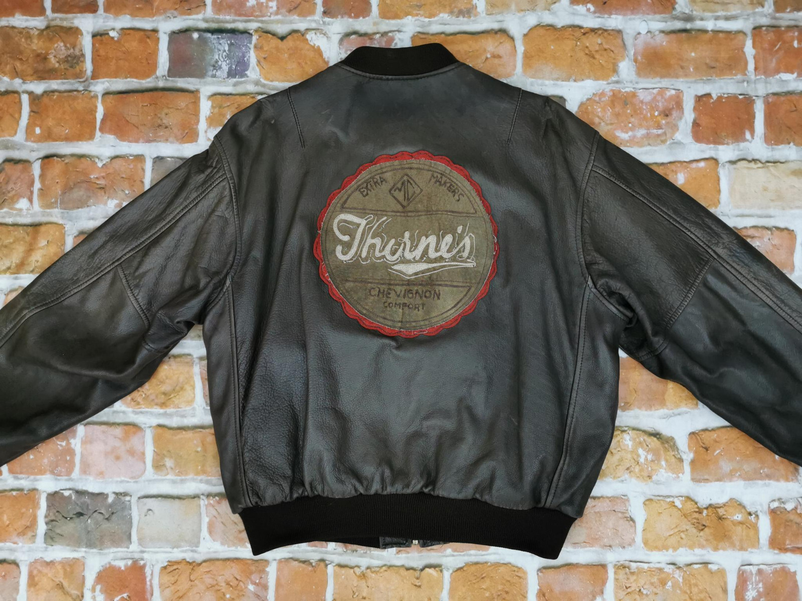 ジャケット・アウター 80s chevignon Leather jacket brown s Chevignon Vintage Leather Jacket Flyers Brown Varsity Iowa
