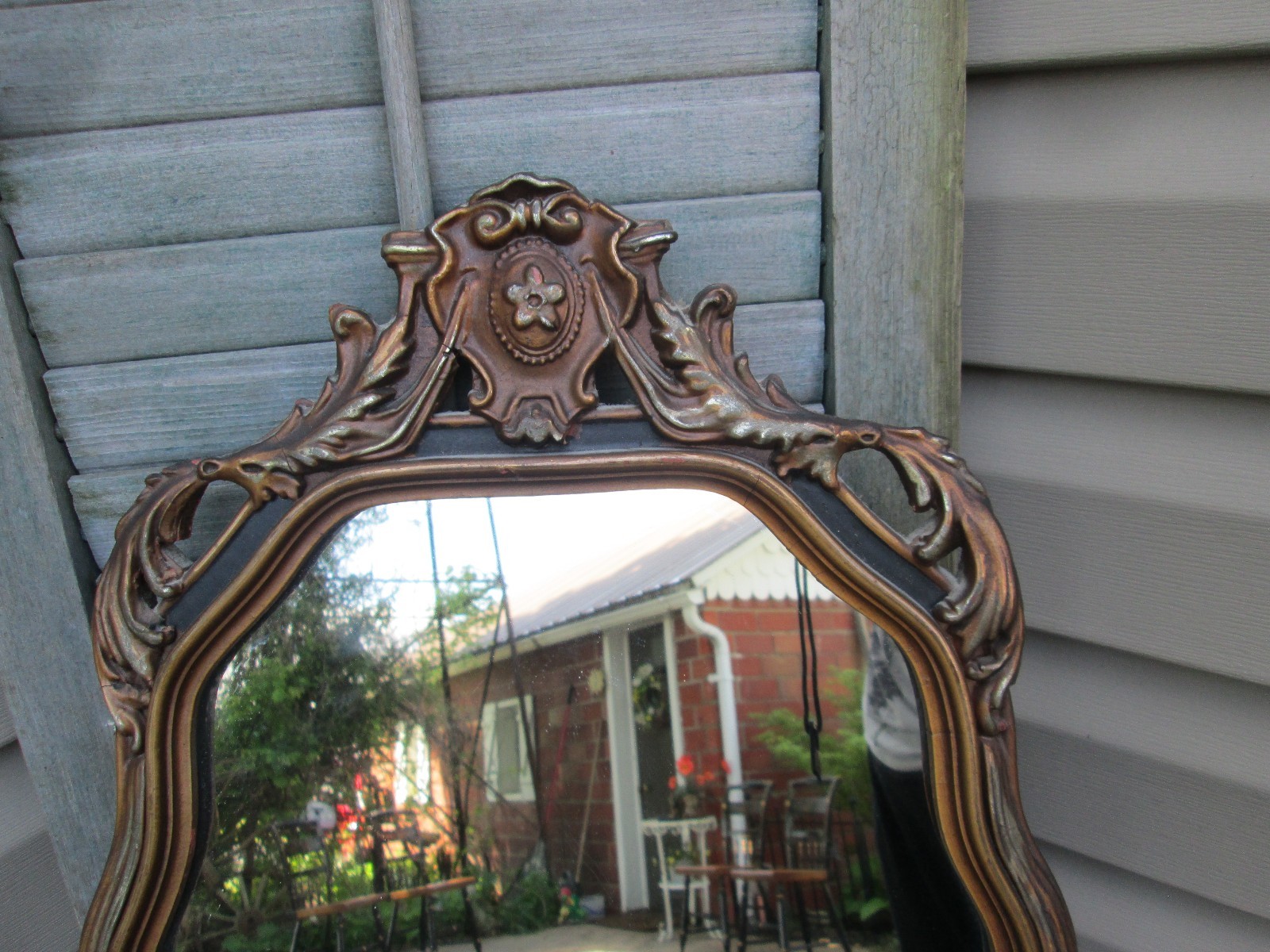 Beautiful Ornate Genevieve Gold BLACK Wooden Mirror GESSO
