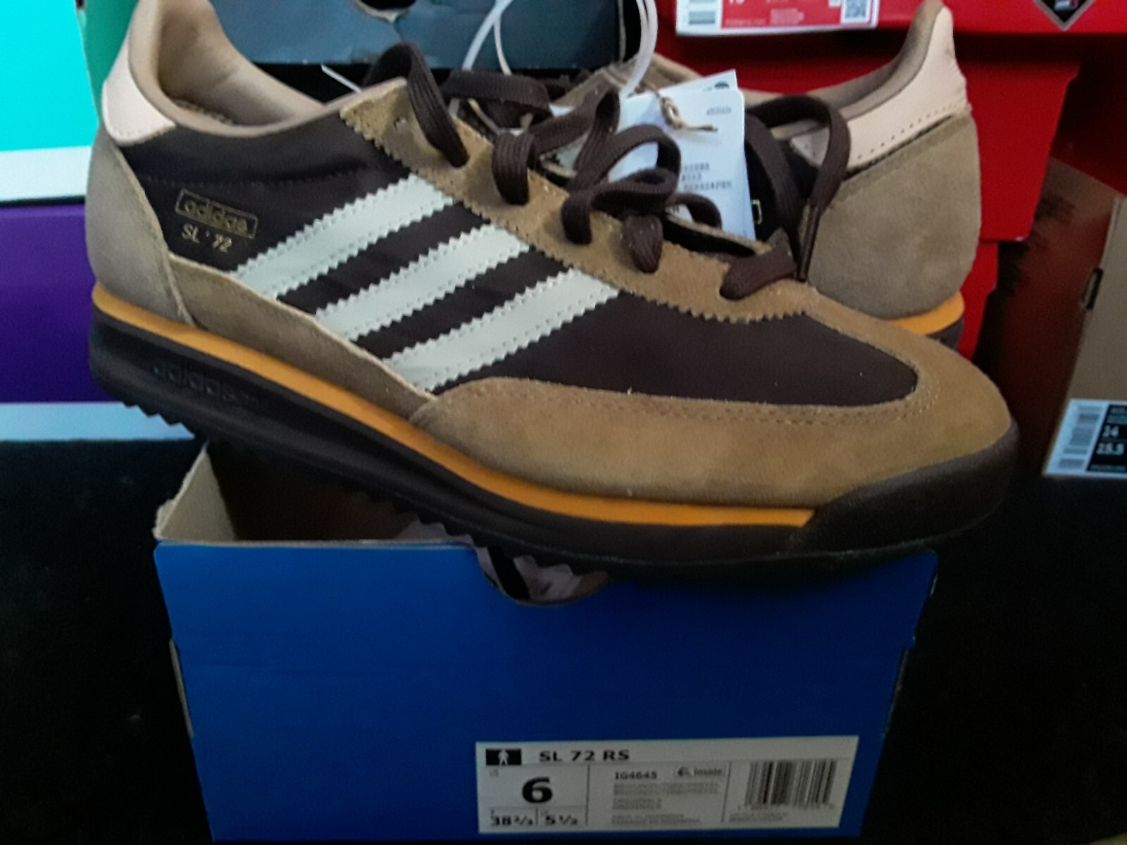 ◆adidas◆ SL 72 RS Brown IG4645 Adidas Originals SL 72 RS Brown Putty Grey Preloved Yellow