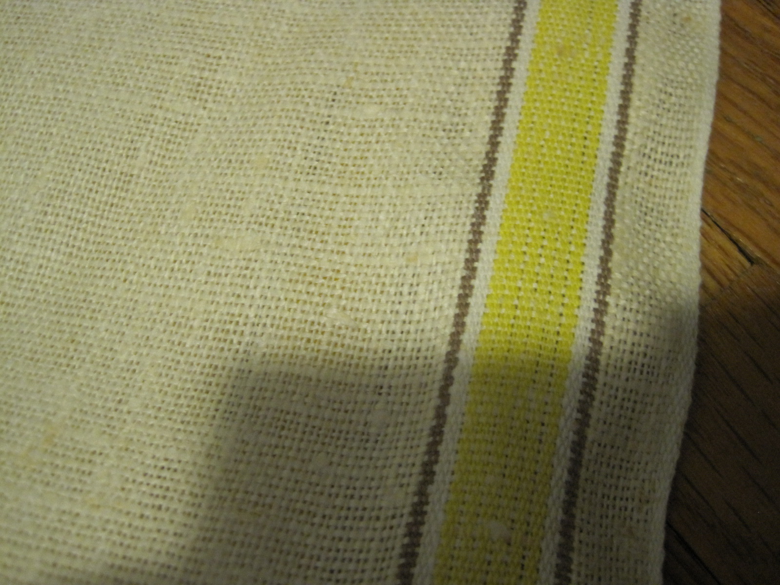 5-1/2 Yards VTG LINEN TOWELING DISH TOWELS FABRIC YELLOW STRIPE