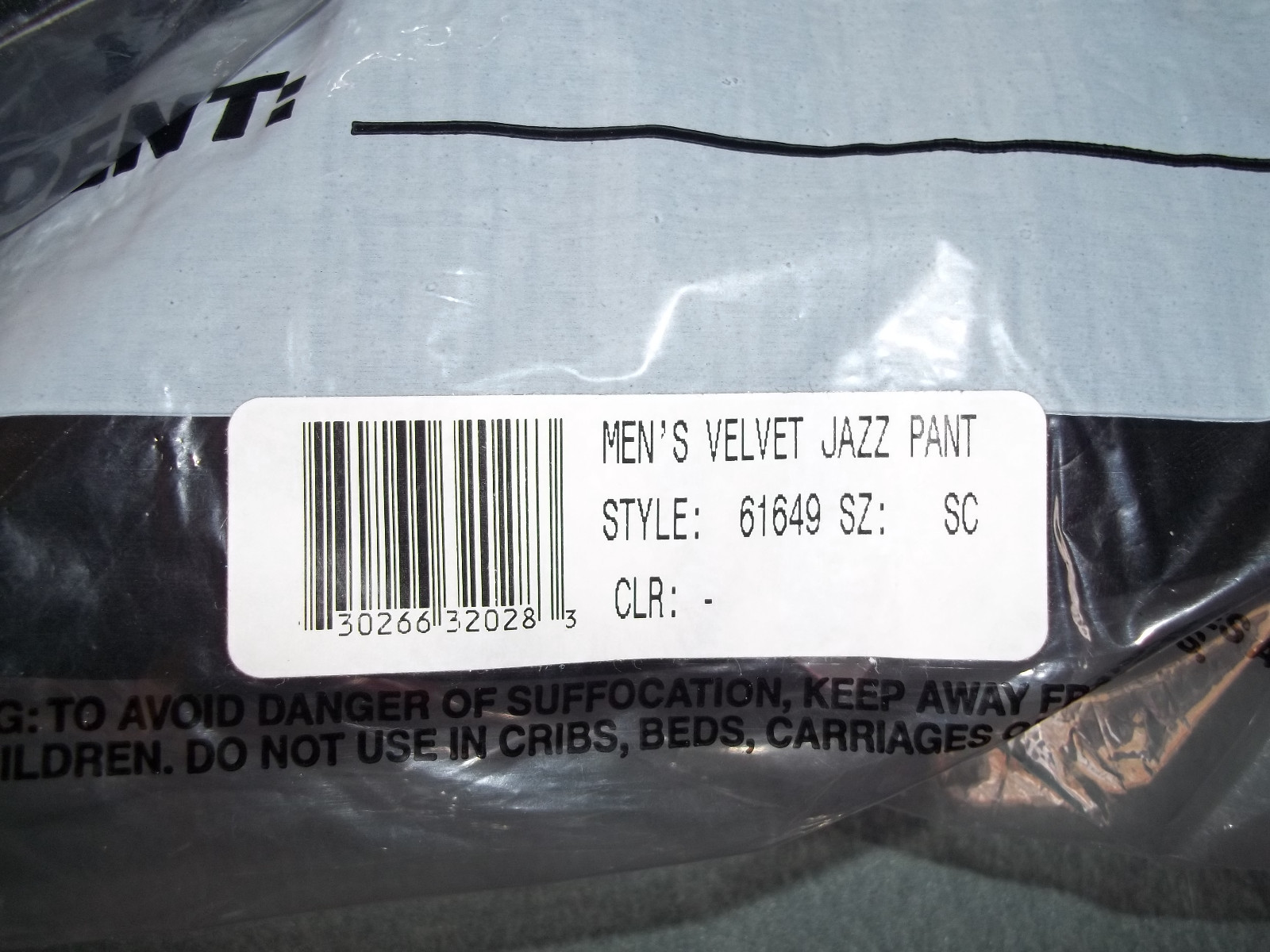 NWT Dance Mens Velvet Jazz Pants - Black