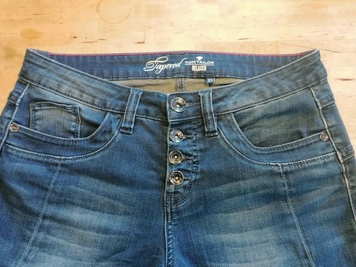Tom Tailor Jeans W27 L30 Relaxed Fit Tapered Leg Knopfleiste Stretch sehr guter