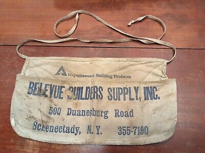 Vintage Bellevue Builders Supply Schenectady NY Advertising Hardware Nail Apron