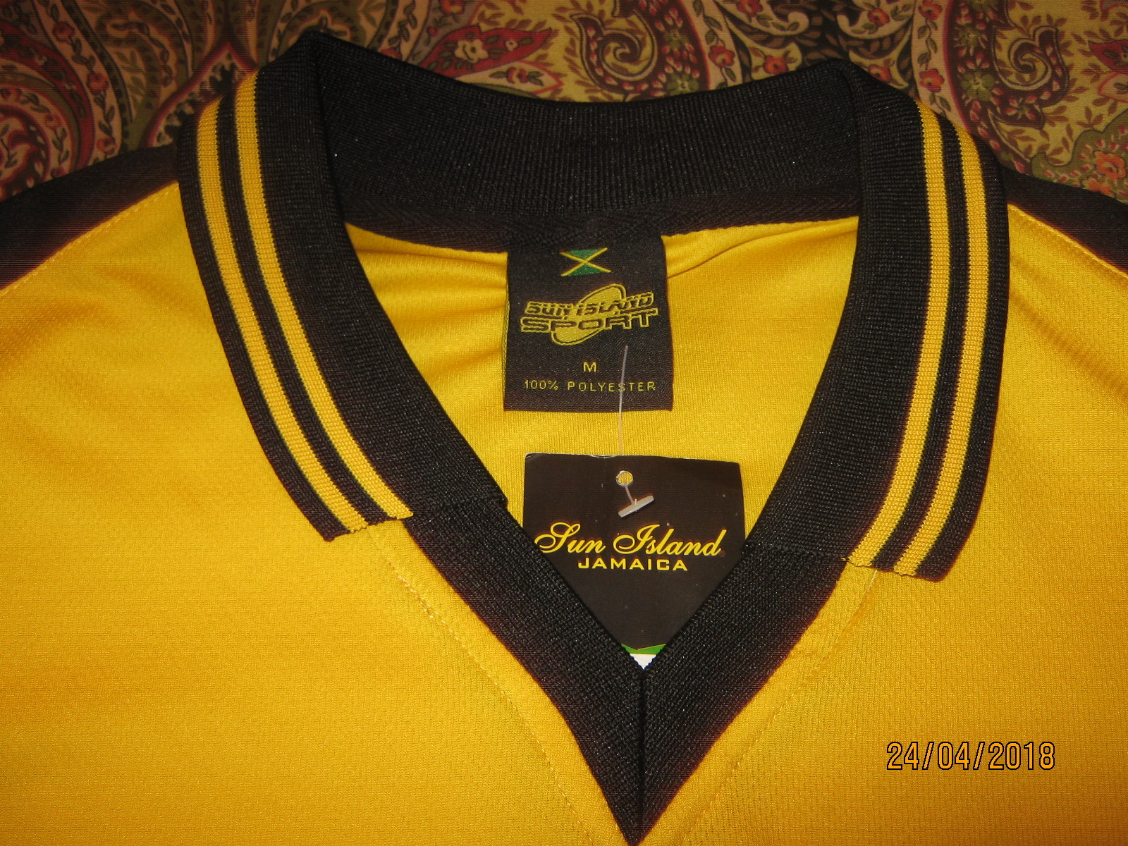 Sun Island Sport Jamaican Shirt Adult MEDIUM (NWT) JAMAICAN FLAG COLORS