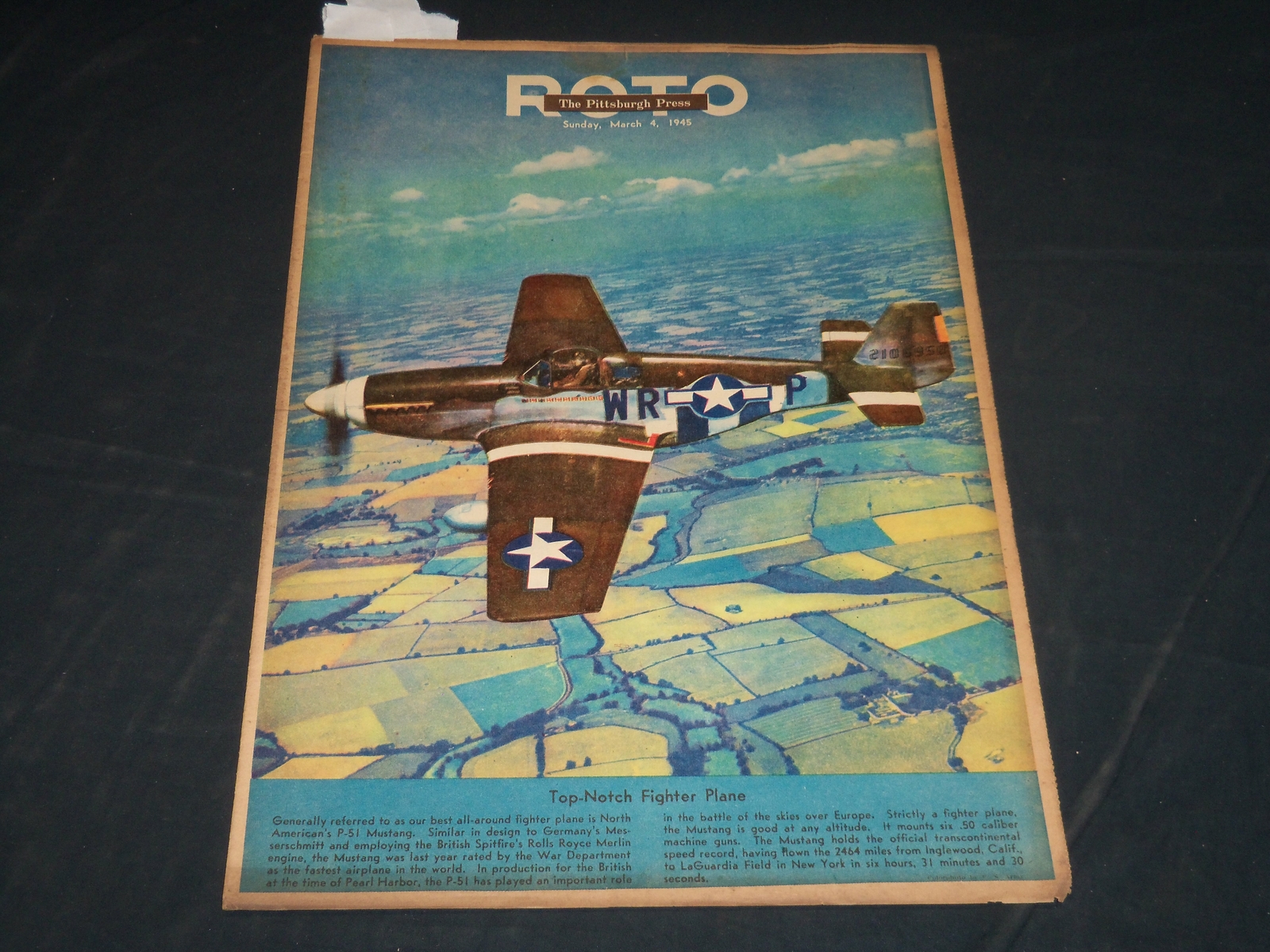 1945 MARCH 4 THE PITTSBURGH PRESS SUNDAY ROTO SECTION - FIGHTER