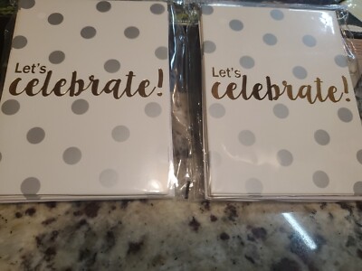 Celebration Party Invitations with Envelopes Lot 3 Packs Silver Polka Dot NEW 24