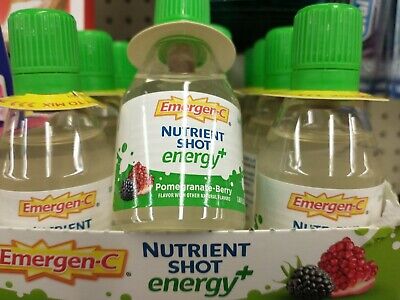  6 bottles Emergen-C Nutrient Shot Energy+ Pomegranate Berry best by 10/2021