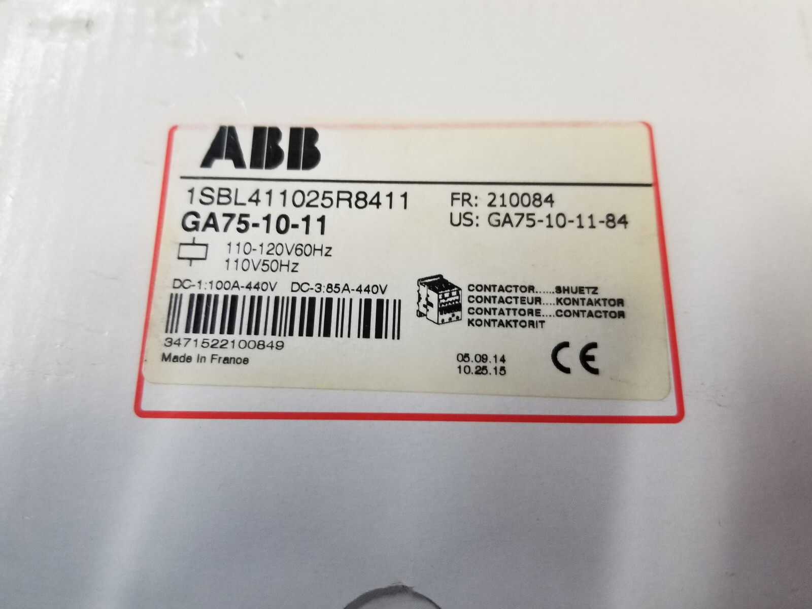 ABB 1SBL411025R8411 Contactor GA75-10-11 - Picture 2 of 10