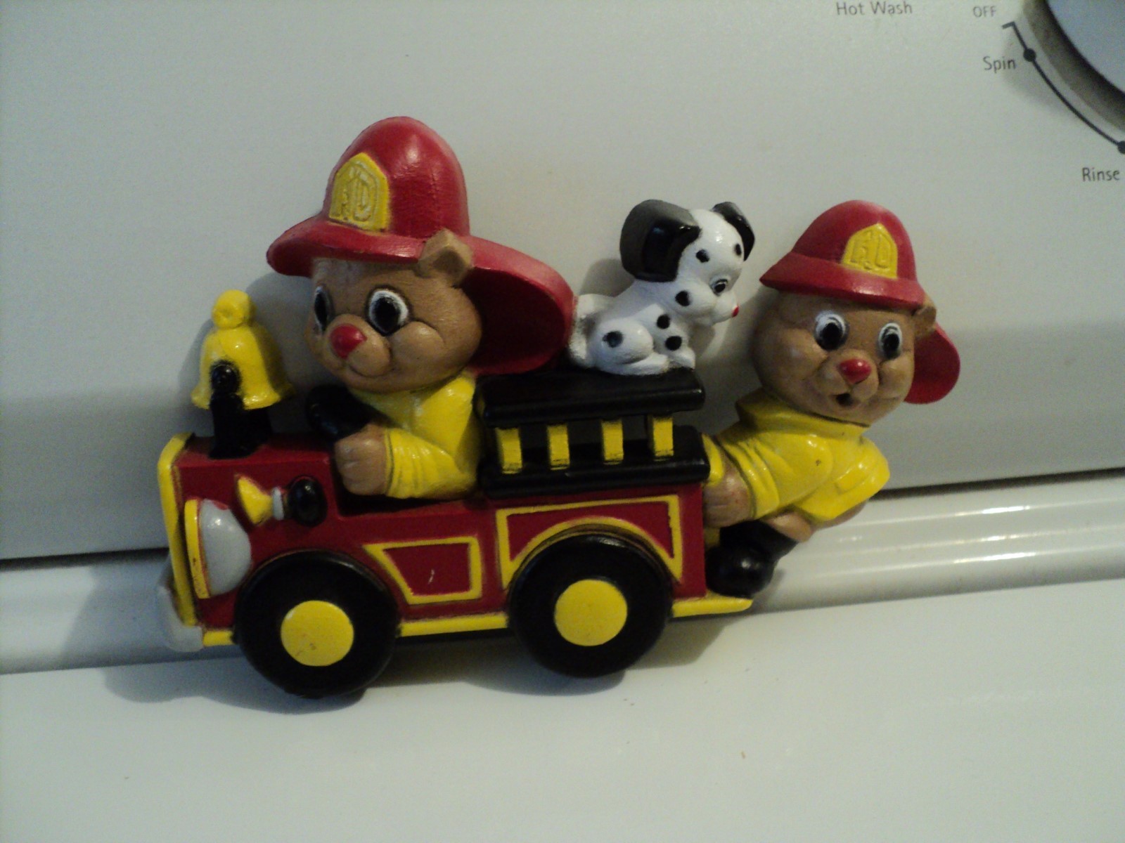 Vintage kids firefighter firetruckwith dalmatian dogs wall decor set of 2 Rare