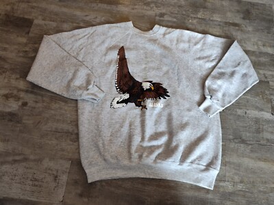 Vintage Tultex Crewneck Sweatshirt Alaska Flying Eagle Men s XL Gray Made In USA