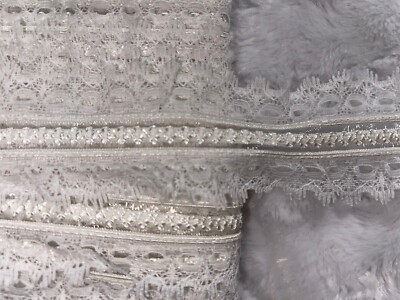 5 yards minimal stretch White poly lace organza GARTER sheer trim 1.75'' wide