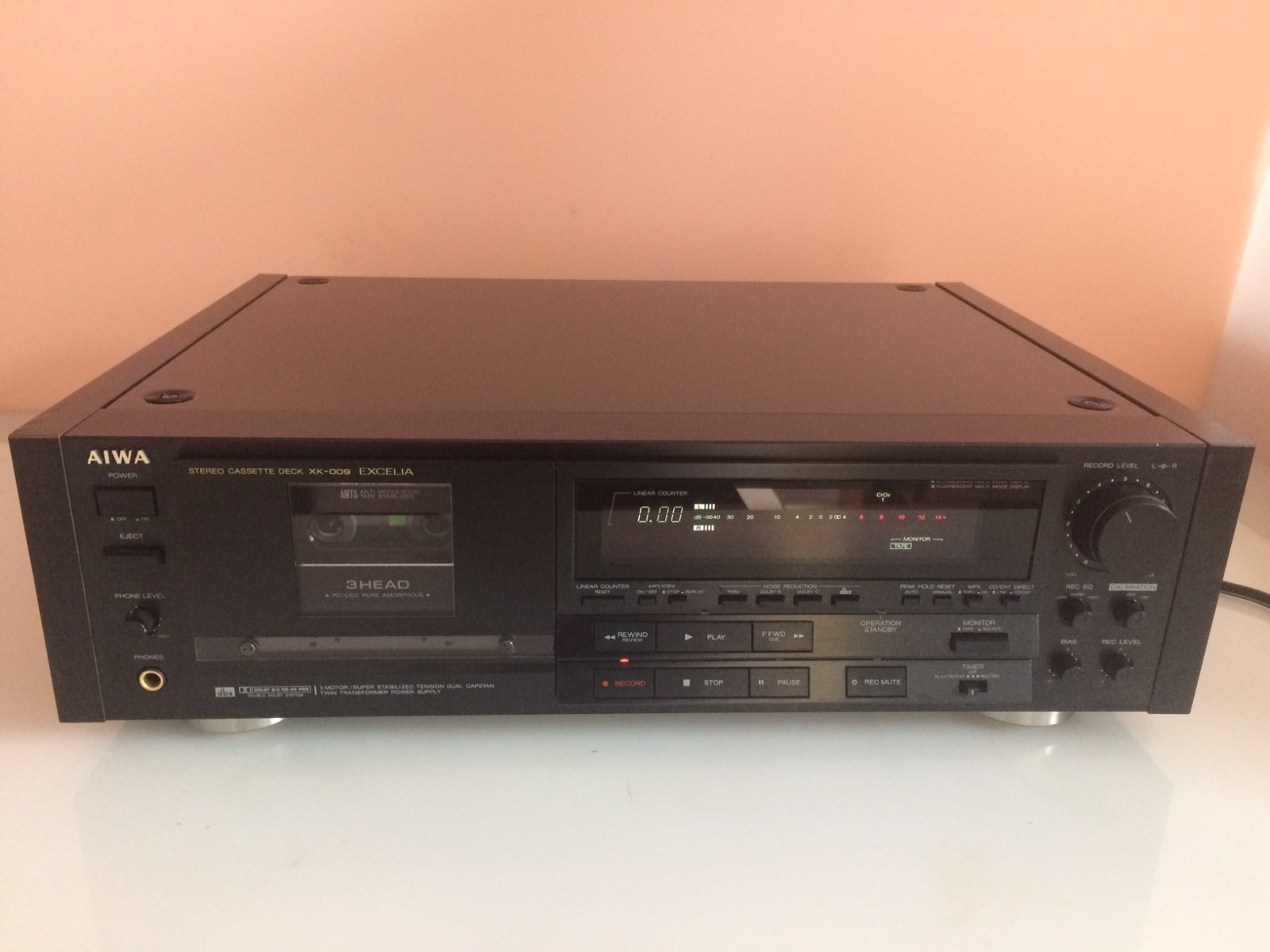 AIWA EXCELIA XK-009 Stereo Cassette Deck!!! Fully Restored!! Nice Wood Panels