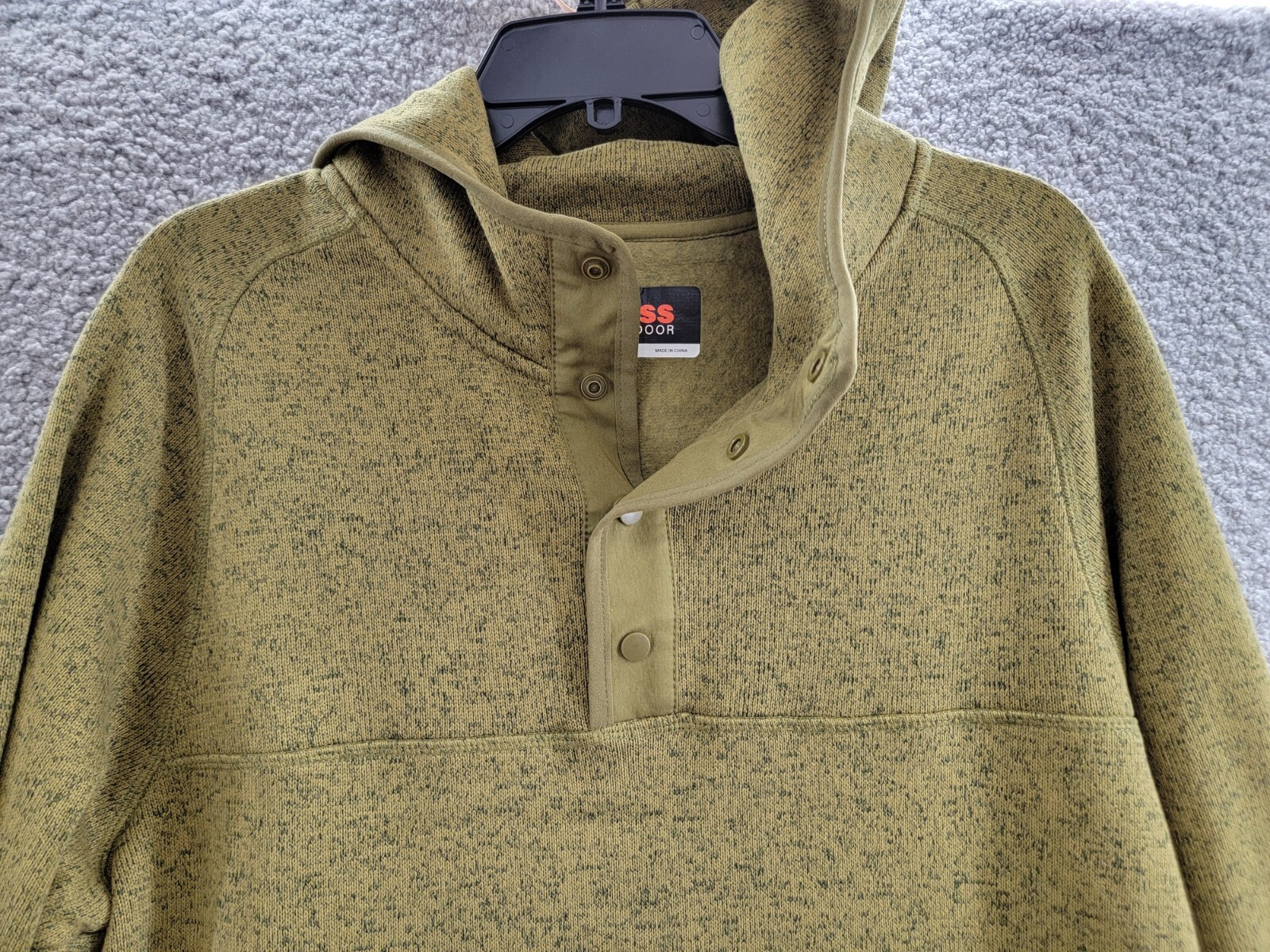 Bass Outdoor Regular-Fit Mixed-Media 1/4-Snap Hoodie Men's M Fir Green L/S - Picture 3 of 17