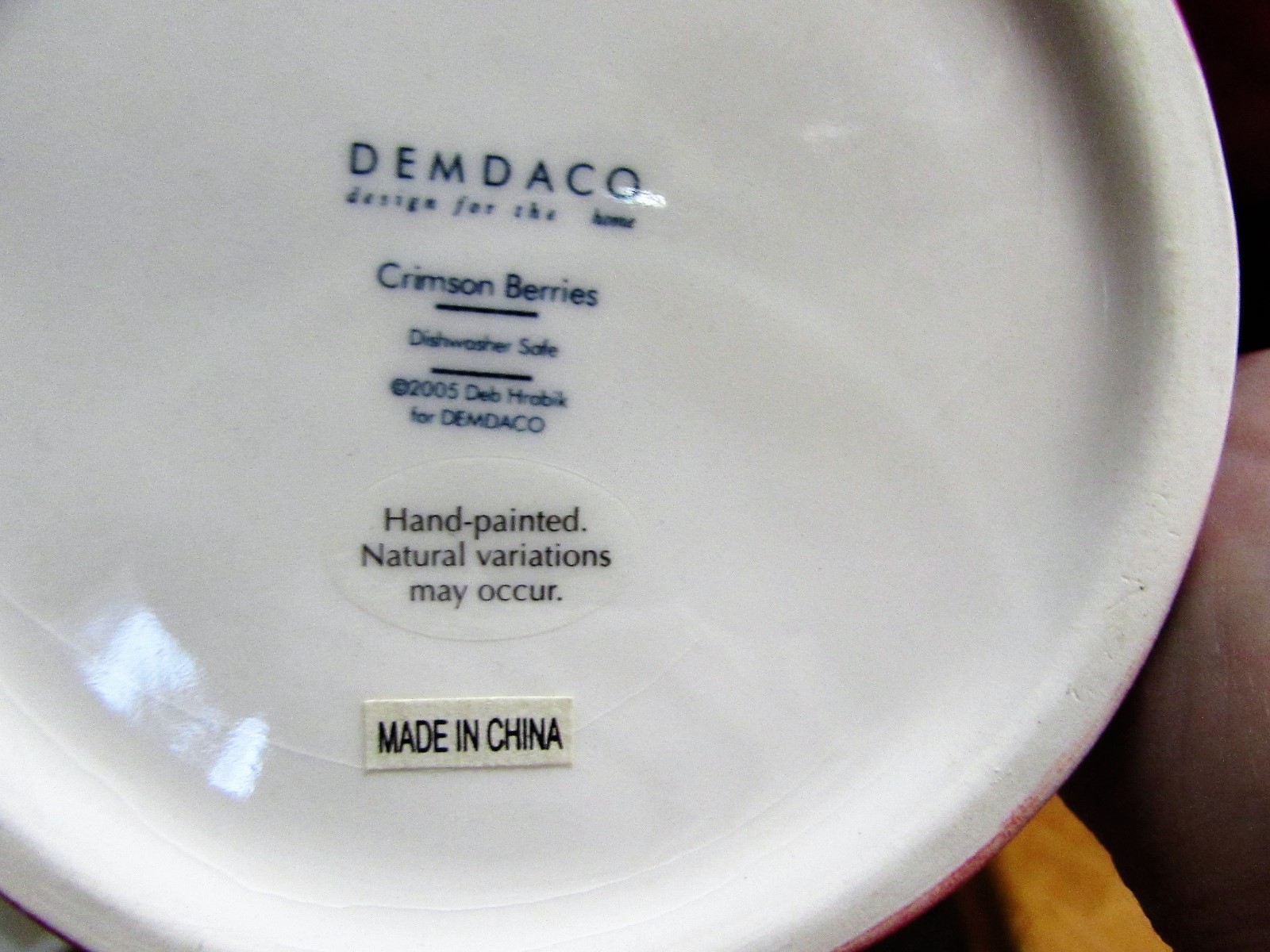 DEMDACO CRIMSON BERRIES Green Covered Sugar Bowl  Never Used