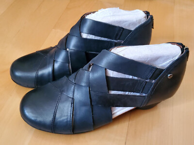 NEW Rockport Cobb Hill Leather Woven Ankle Bootie Laurel Black CI6228 Shoes 7.5