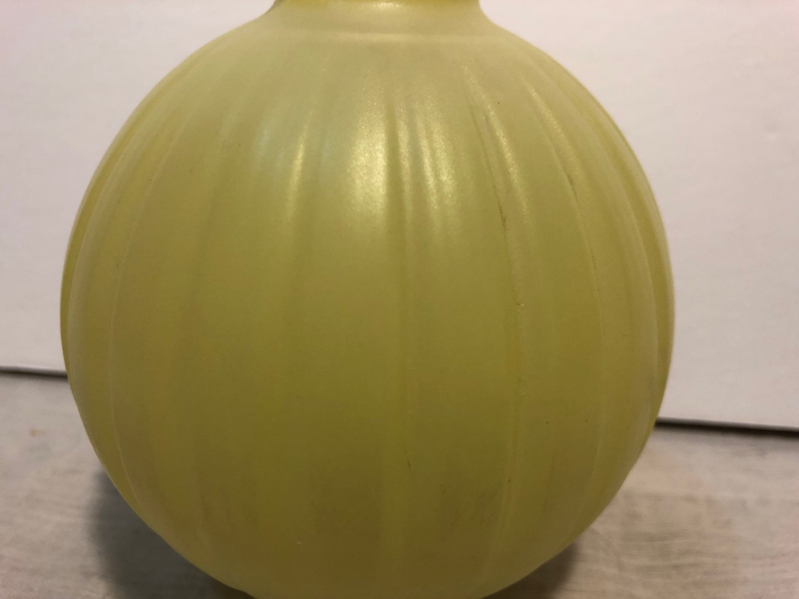 Hand Crafted Decorative Bottle ~ BEAUTIFUL Soft Yellow Ribbed Glass