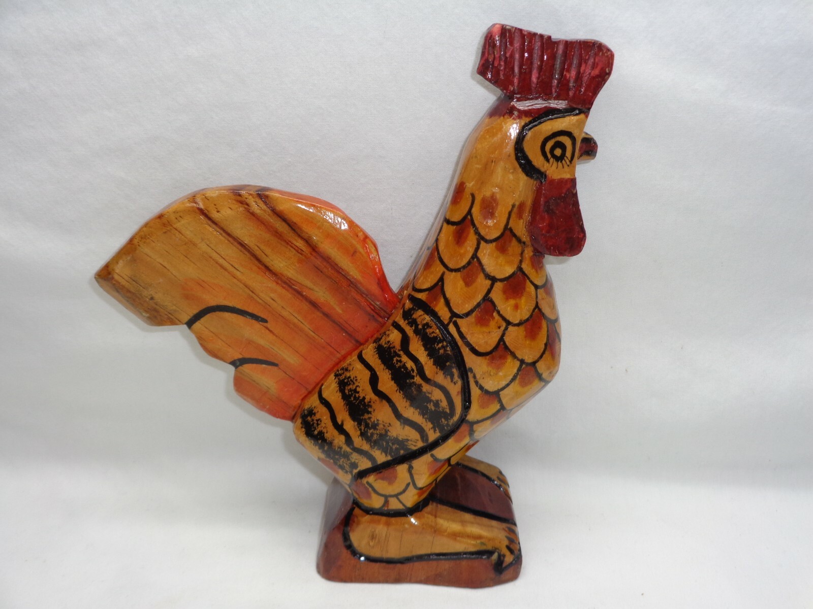 Vtg Hand Carved Wood Rooster Antique Primitive Bird Folk Art Carving Sculpture
