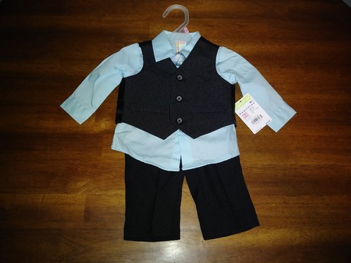 0-3 Months Infant Baby Boy 4 Piece Dress Suit Healthtex Aqua Blue