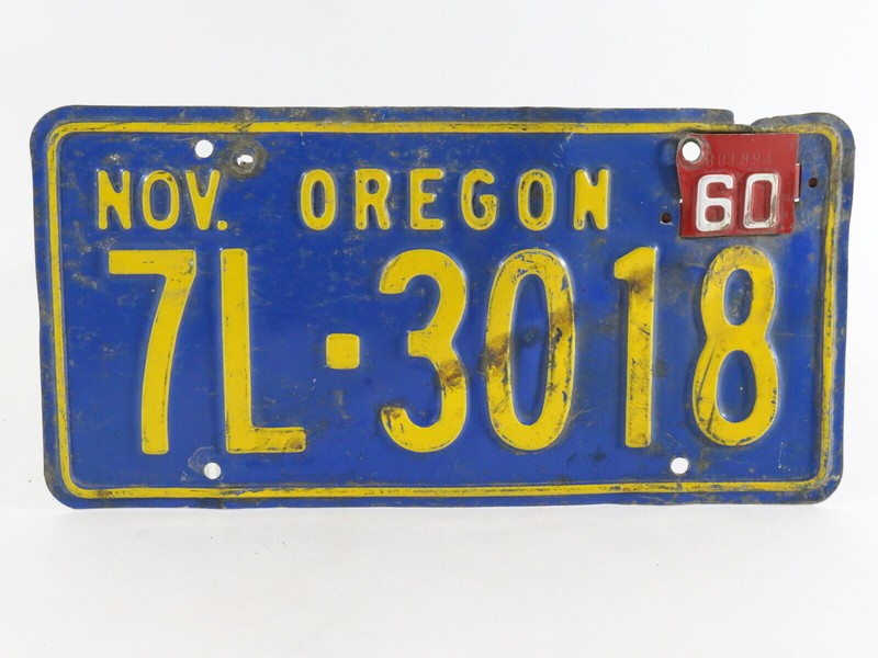 Oregon State Nov 1960 Vintage License Plate NOV W/ Metal Tab | eBay