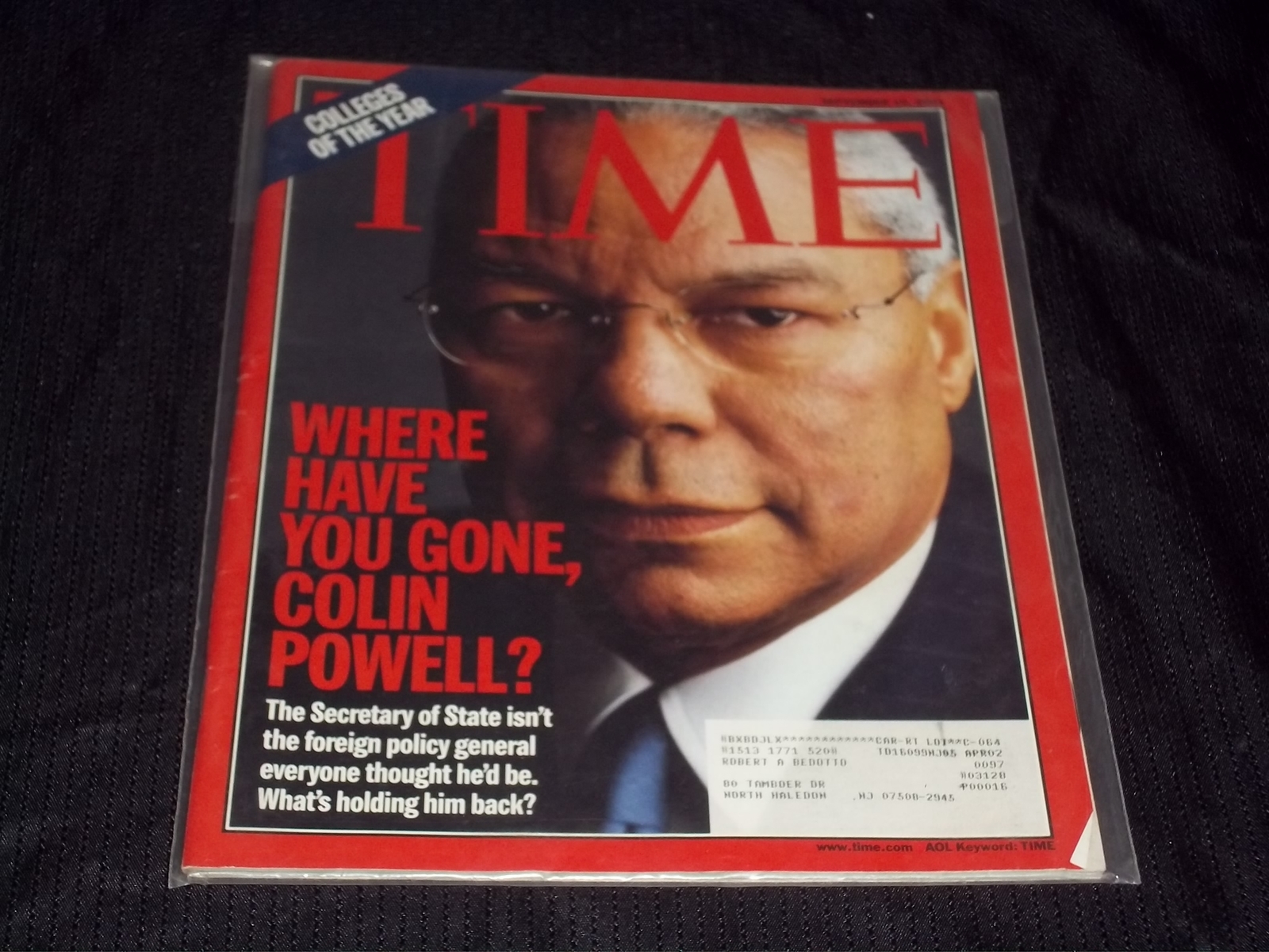 2001 SEPTEMBER 10 TIME MAGAZINE - COLIN POWELL FRONT COVER
