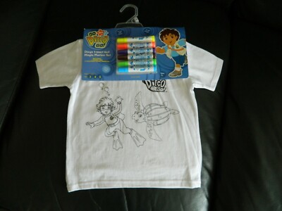 Kids T-Shirt Go Diego And Magic Marker Set Craft Gift Size 3 Cotton White