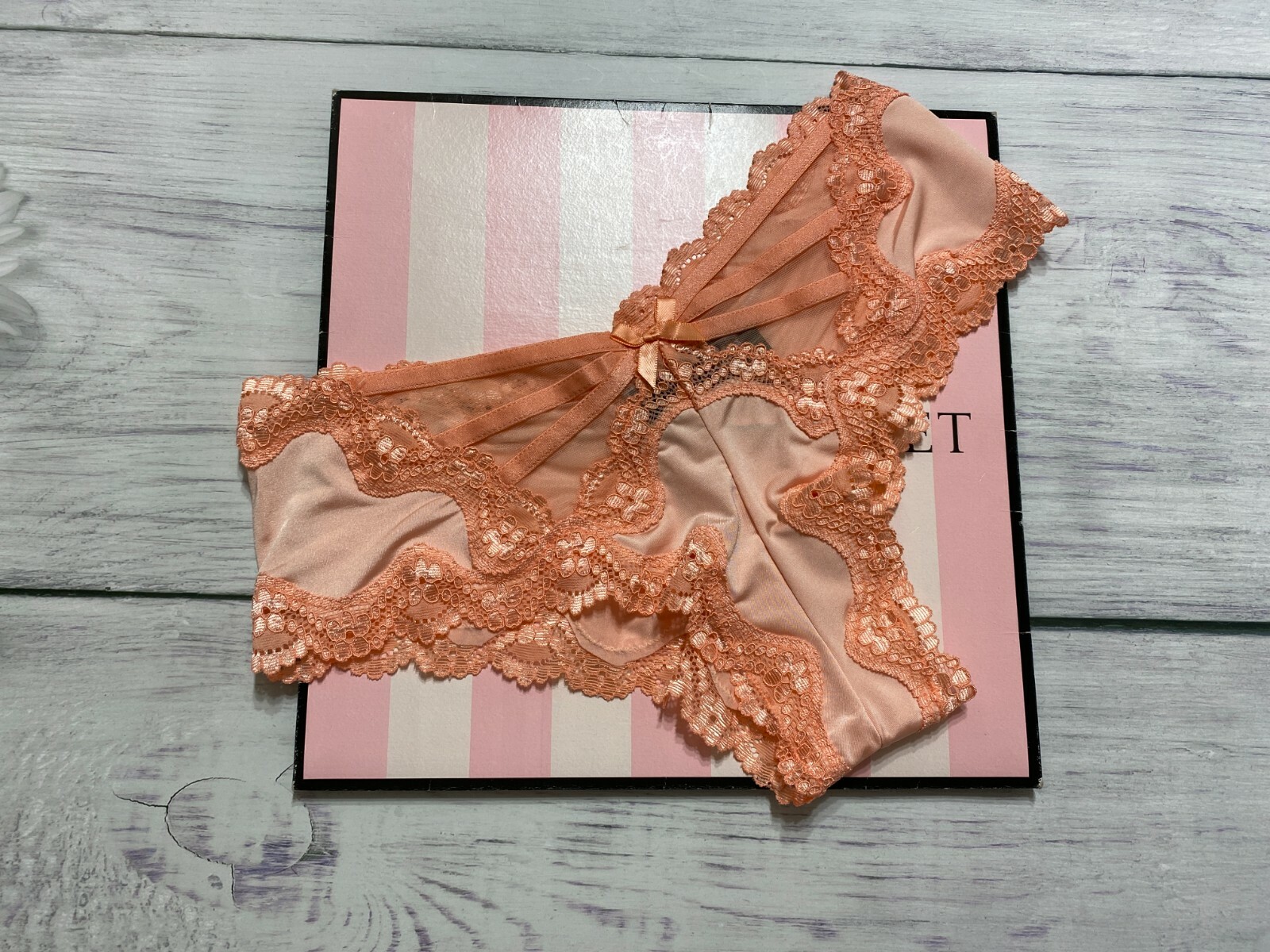 

Victorias Secret Dream Angels Кружевные трусики-стринги с широкими боковыми ремешками, оранжевые, Оранжевый