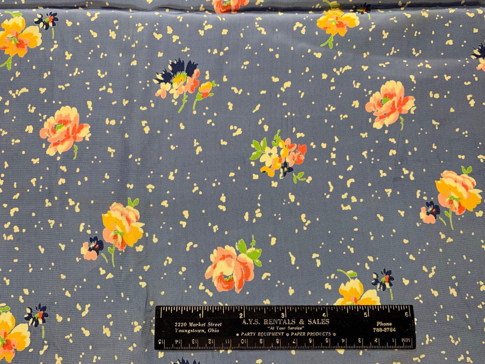 Vintage Rayon Dress Fabric 40s SWEET Lil Blue Pink Yellow Floral 39w 2.3yds