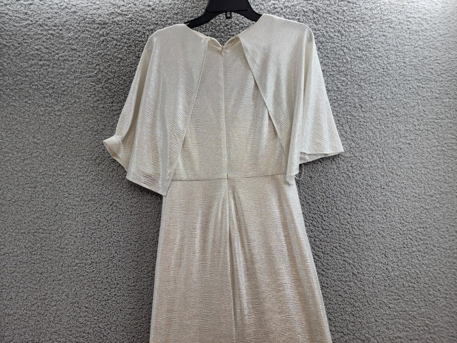 Lauren Ralph Lauren Twist-Front Cape-Overlay Gown Women's 8 Winter Cream V-Neck - Picture 11 of 18