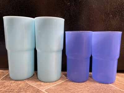 2+2 4 Tupperware TUMBLERS CUPS Blue Purple SHEER 2412 12oz 2413 500ml