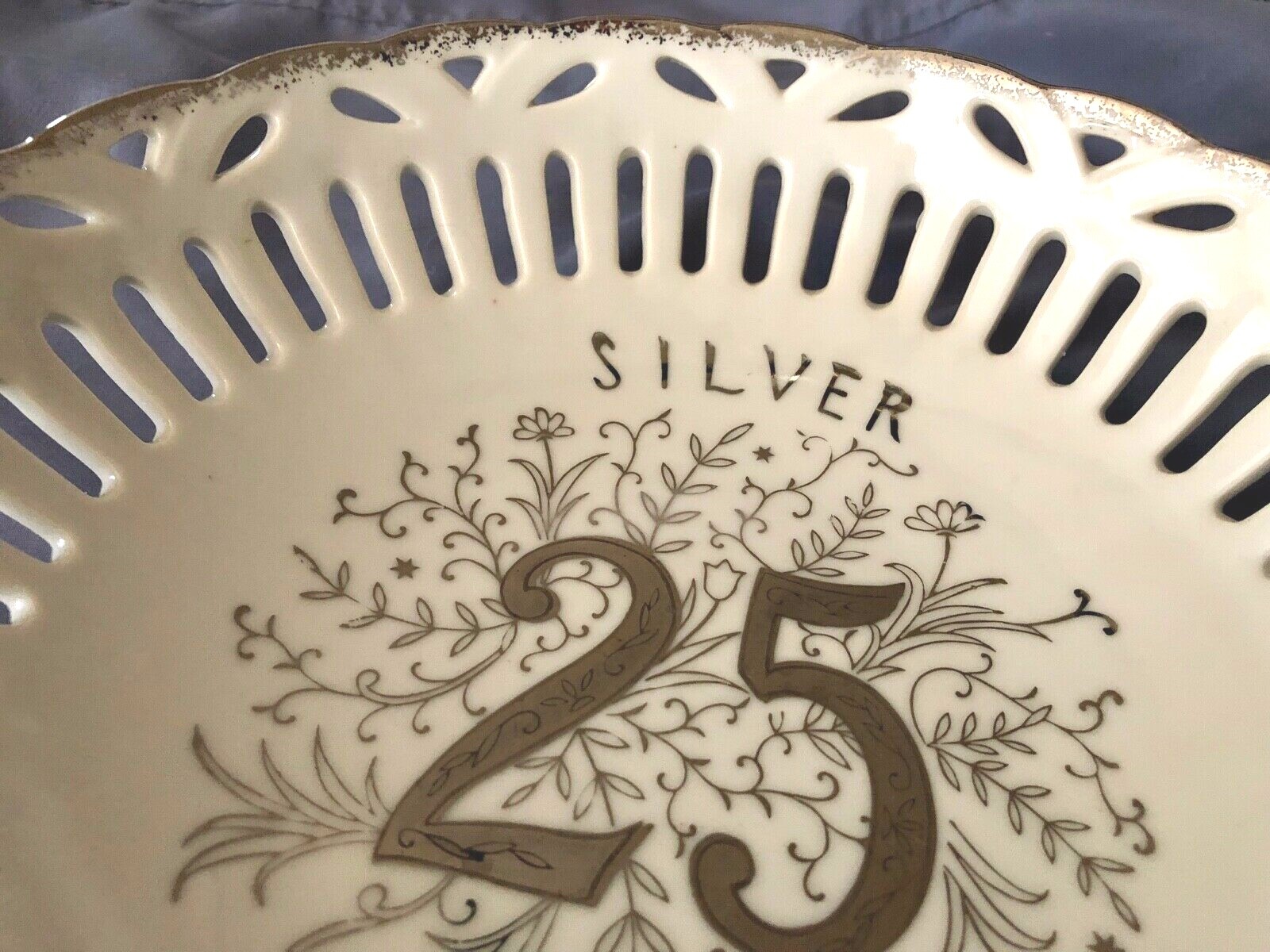 VINTAGE 25th SILVER WEDDING ANNIVERSARY 9 1/2