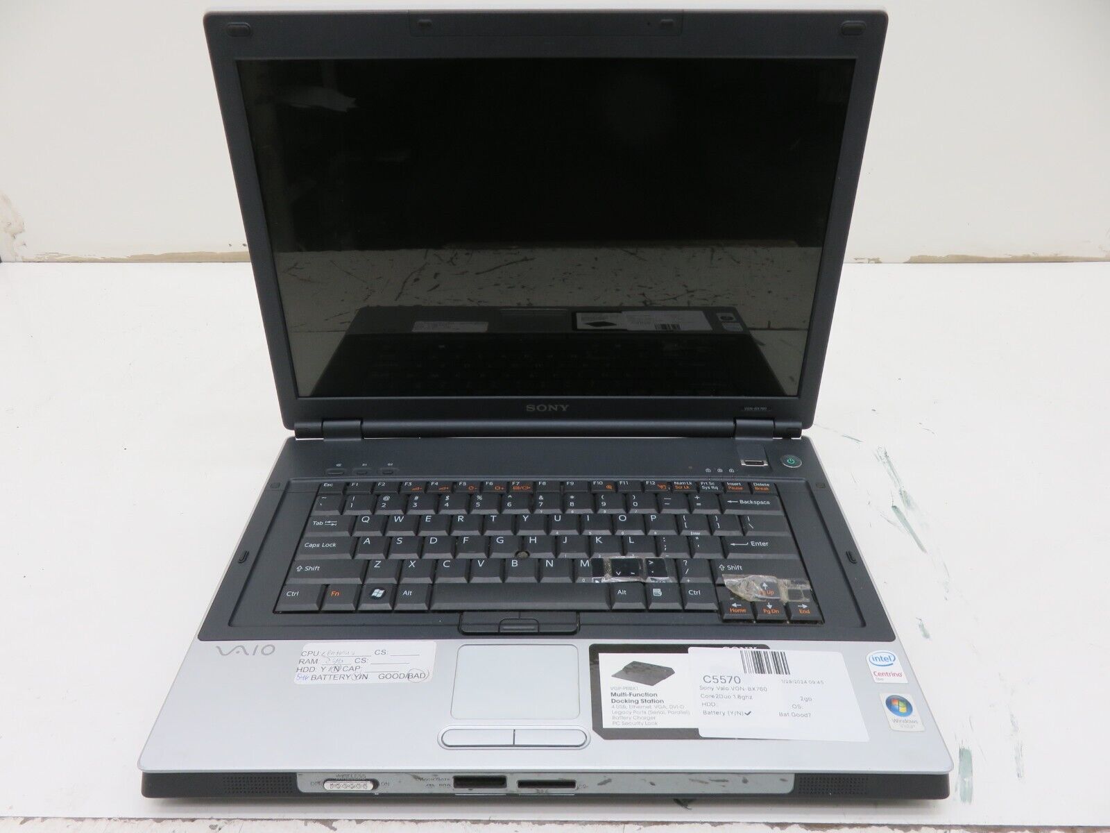 Sony Vaio VGN-BX760 PCG-9Y3L Laptop Intel Core 2 Duo 2GB Ram Sony Vaio VGN-BX760 PCG-9Y3L Laptop Intel Core 2 Duo 2GB Ram