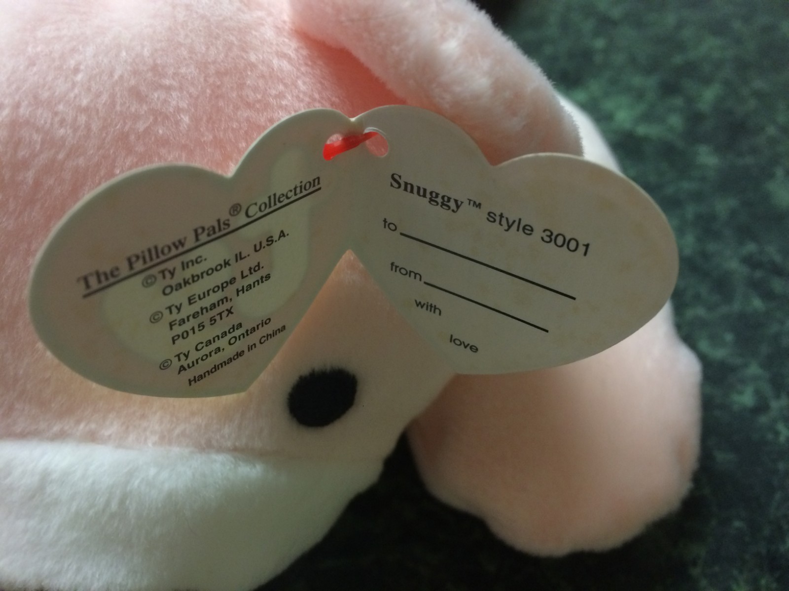 NWY Ty Pillow Pal Snuggy Pink Bear Style 3001 Plush Toy FREE SHIPPING