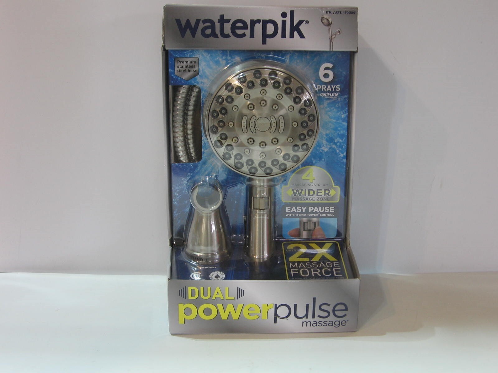 NEW Waterpik Dual Power Pulse Massage Shower Head 6 Sprays