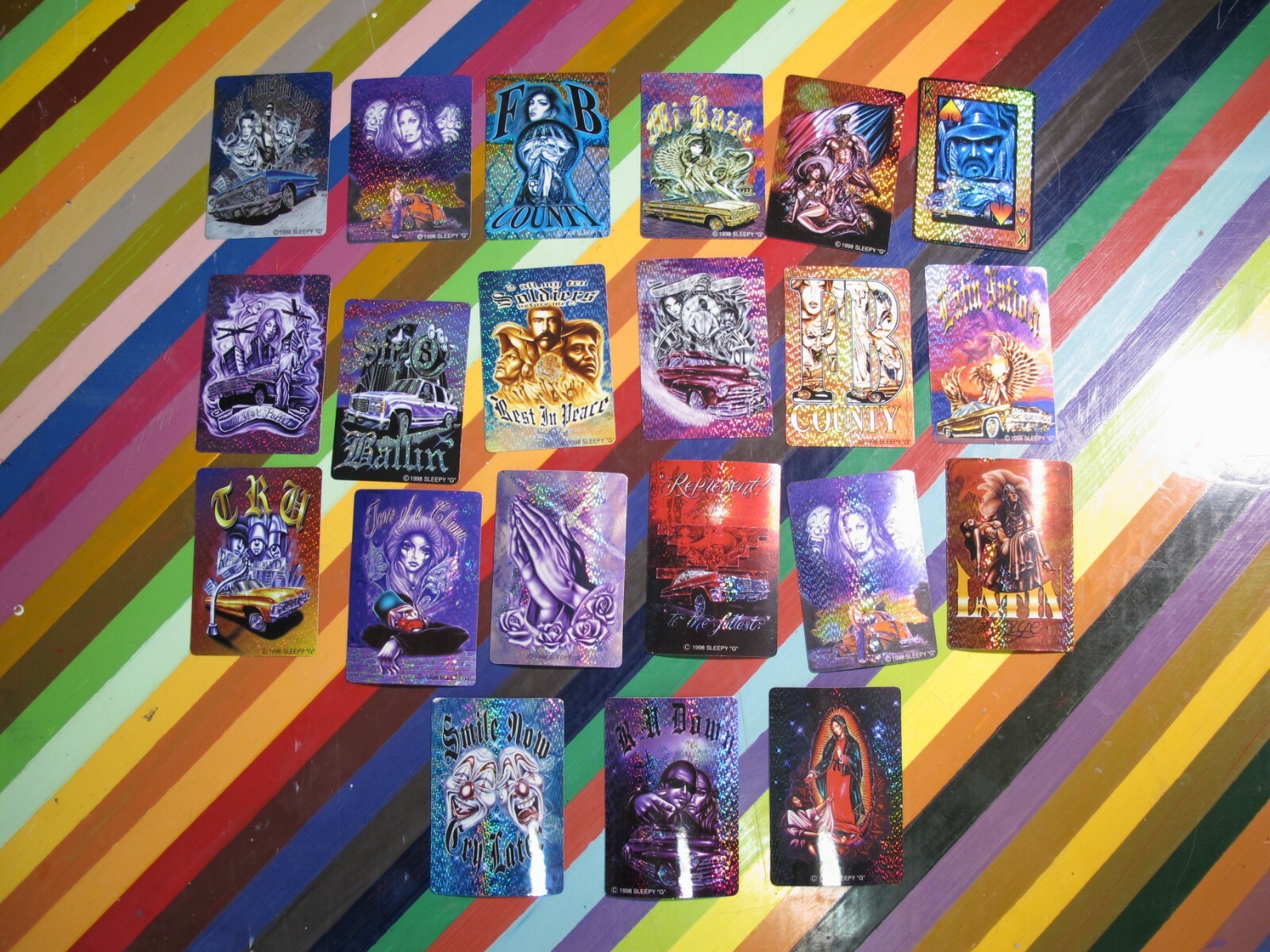 DEARDROPS × キラ⭐︎キラ 直筆サイン入色紙 OVERDRIVE vtg 1990s Latino vending holo prism Lowrider sticker