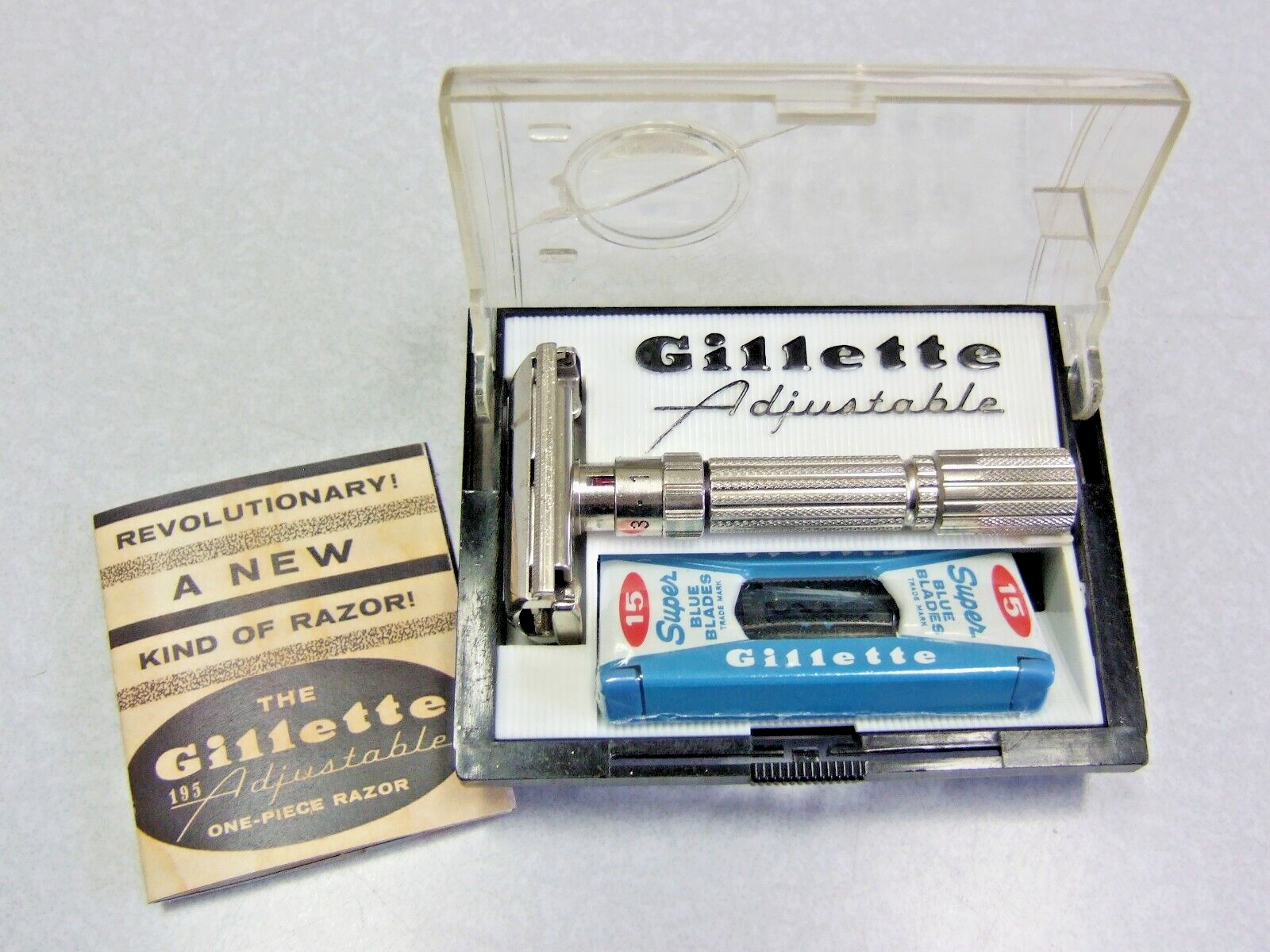 Vintage Gillette Fat Boy Adjustable 195 DE Safety Razor Set Vintage Gillette Fat Boy Adjustable 195 DE Safety Razor Set