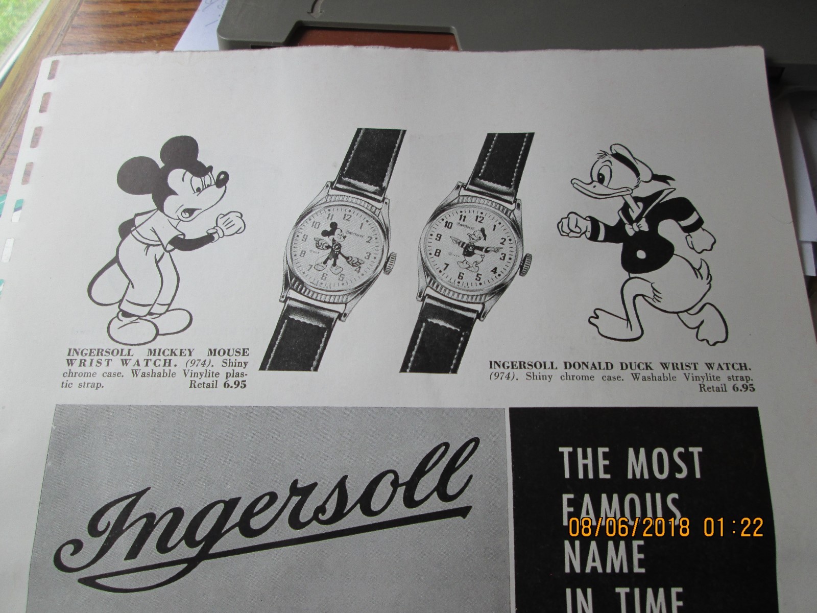 ingersoll mickey mouse watch ad catalog 1940s or 1950s