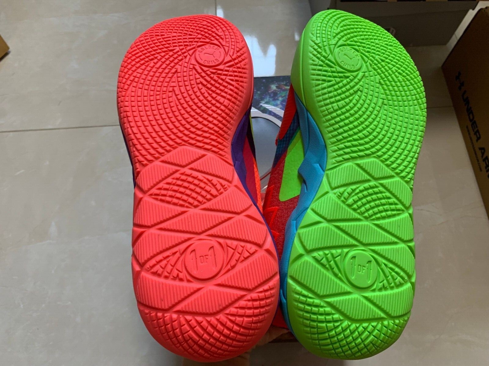 Pre-owned Puma Mb.01 Be You Lamelo Ball Boys Gs Kids Youth Green Gecko Red Blast 376889-01