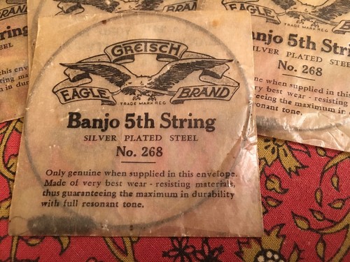 Lot Of Vintage Gretsch Eagle Brand Banjo 5th Strings - Silver Played Steel