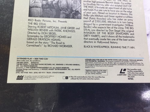 The Big Steal LD Laserdisc RKO Classic Collection Black White 1990 SEALED NEW