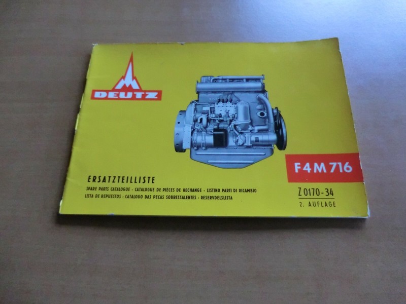 Ersatzteilliste Motoren Deutz F4m 716 WassergekÃ¼Hlt Ausgabe 1965 Bildkatalog
