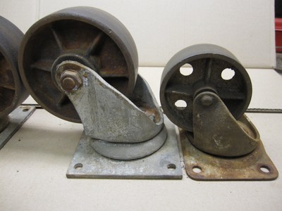 Antique Industrial Factory Cart Casters Table Wheels RAILROAD Metal Cast Iron