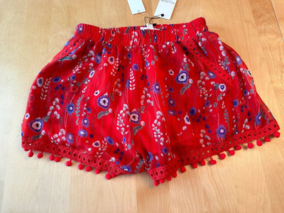 NWT ALLISON NEW YORK SCARLETT FLORAL POM POM SHORTS WOMENS SZ S
