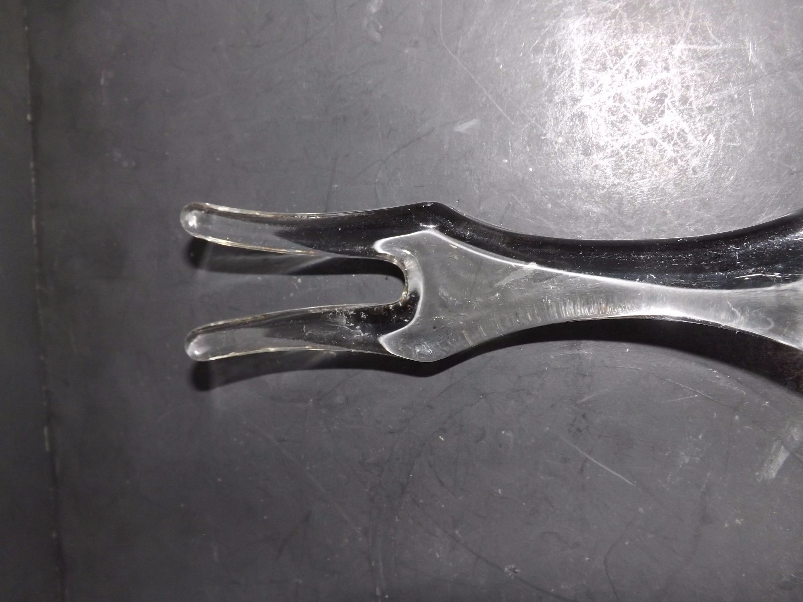 VINTAGE LARGE SOLID GLASS SALAD SERVER FORK