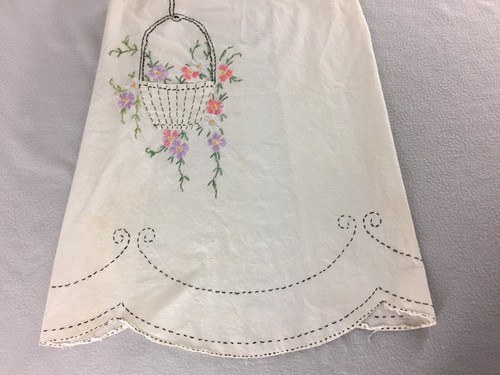 2 Vintage Handmade Aprons Embroidered Bib and Blue Dotted Swiss Half