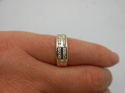 Gorgeous 6mm Wide 14K Yellow Gold Channel Set Diamond Double Row Ring Size 6.25