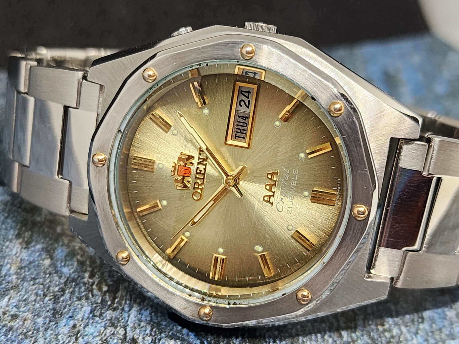 インテリアのみ！　2セット目 Excellent ORIENT Crystal 46943 Automatic 21 J Japan Watch